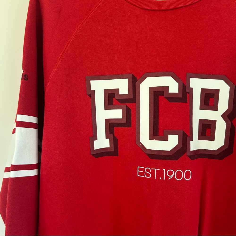Adidas FC Bayern München FCB Red Sweatshirt w/ Logo Soccer Crewneck - Picture 4 of 10